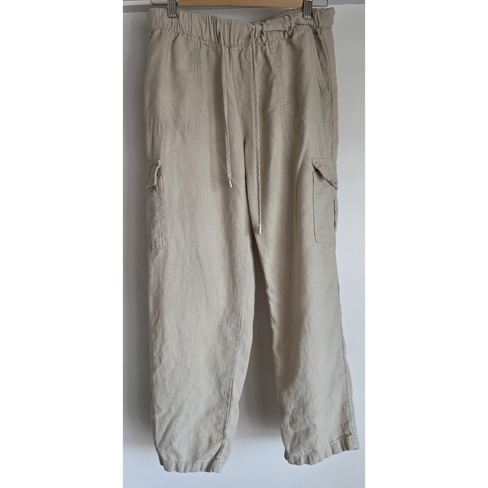 Rachel Roy Cargo Pants Women S Beige Linen Casual Trousers Minimalist